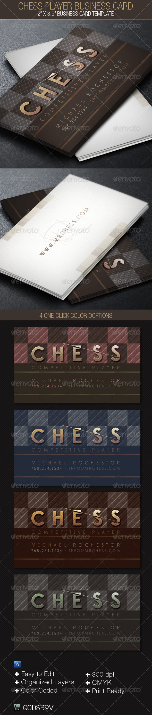 Chess Player Business Card Template - Industry Specific Business Cards