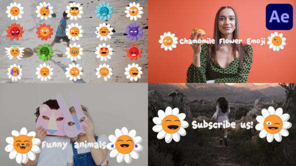 Chamomile Flower Emoji for After Effects Elements template preview