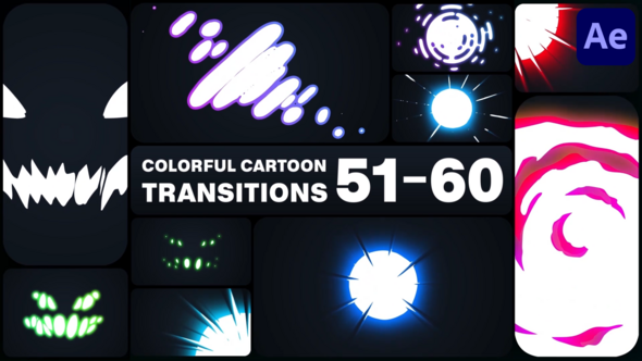 Colorful Cartoon Transitions for After Effects Elements template preview