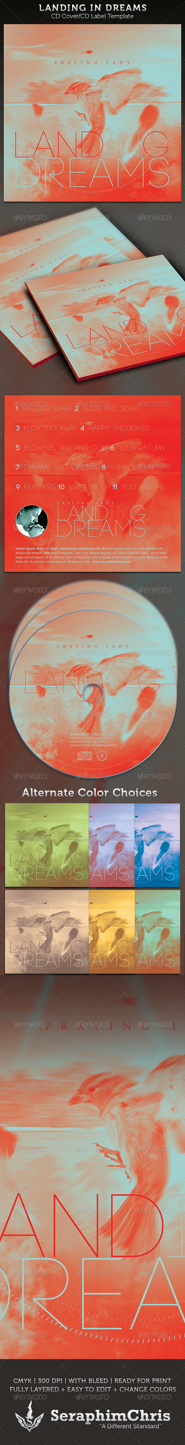 Landing In Dreams: CD Cover Artwork Template - CD & DVD Artwork Print Templates