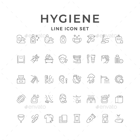 [DOWNLOAD]Set Line Icons of Hygiene