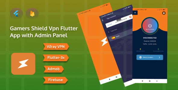Gamers-Shield V2ray Protocol VPN Flutter App with Admin Panel || Admob