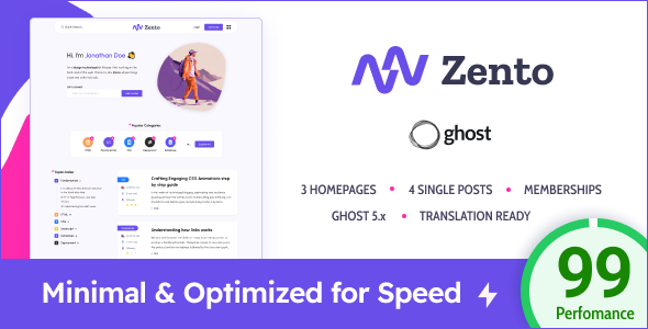Zento - Modern & Lightweight Blog for Ghost
