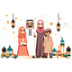 Middle Eastern Family Celebrating Eid Al Fitr, Vectors | GraphicRiver