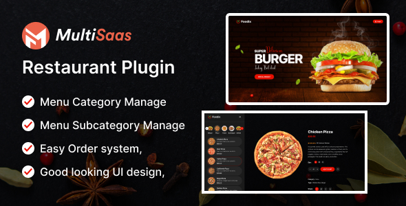 Restaurant Plugin - Multisaas Multi-Tenancy Multipurpose Website Builder (Saas)