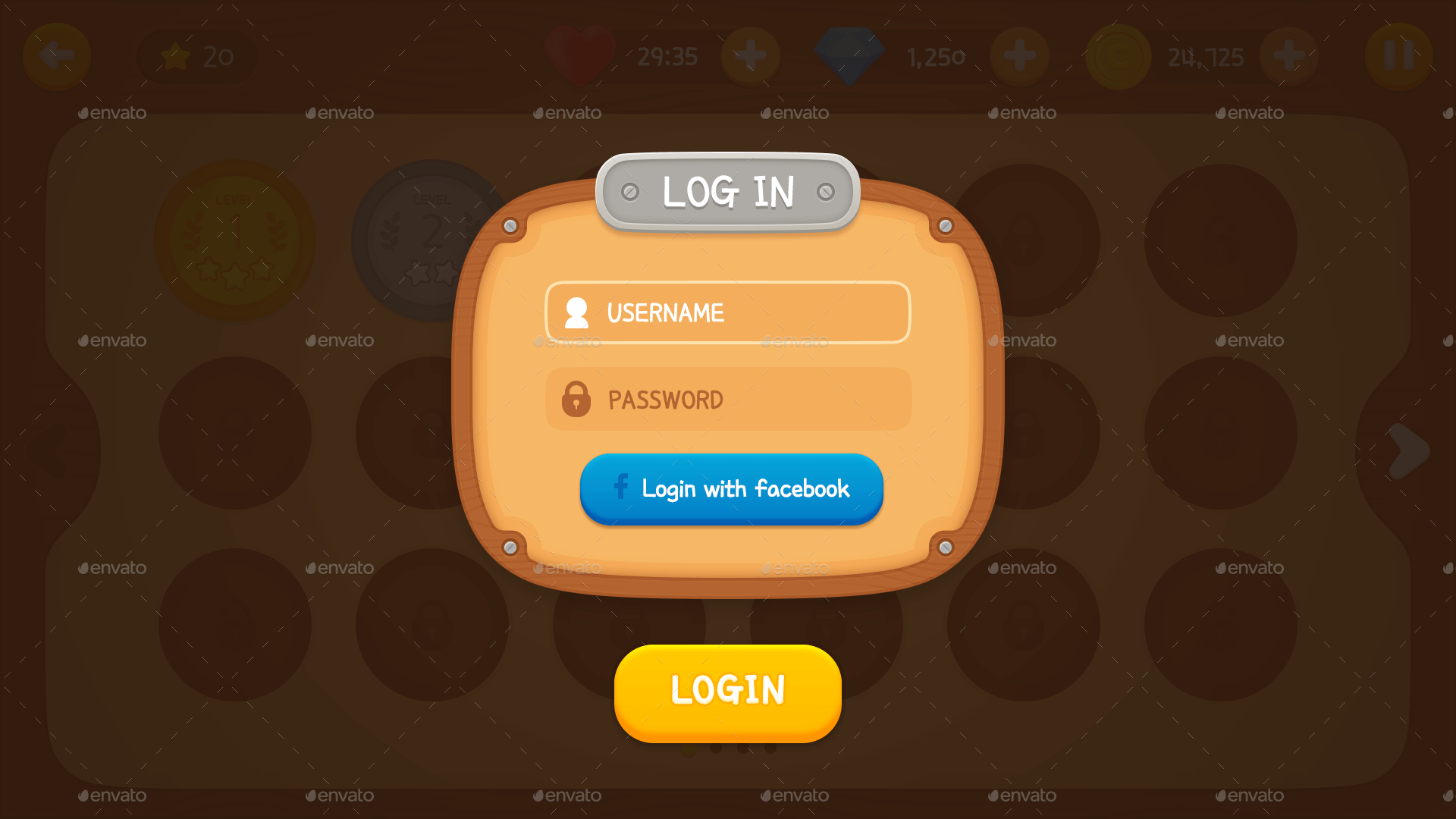 Game UI - Wooden, Game Assets | GraphicRiver