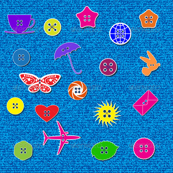 Buttons on Denim - Patterns Decorative