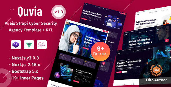 Quvia - Strapi 4 Cyber Security Services Vuejs Template