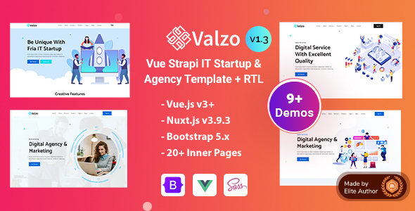 Valzo - Strapi 4 IT Startup & Digital Agency Vue Nuxtjs Template