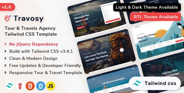 Travosy - Tour & Travel Agency Tailwind CSS HTML Template