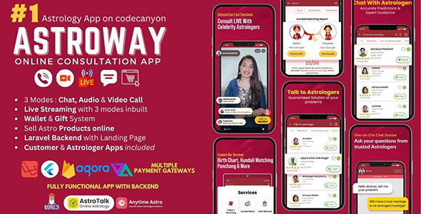 Astroway - Astrology Consultation App with PHP Backend | Audio-Video Calls, Chat with Live Streaming