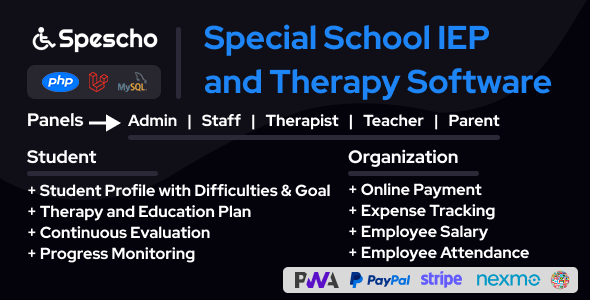 Spescho  Special School IEP and Therapy Software