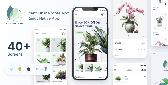 Everbloom - Plant Online Store | Full Solution | Frontend + Backend + Admin Panel | Expo 50.0.7