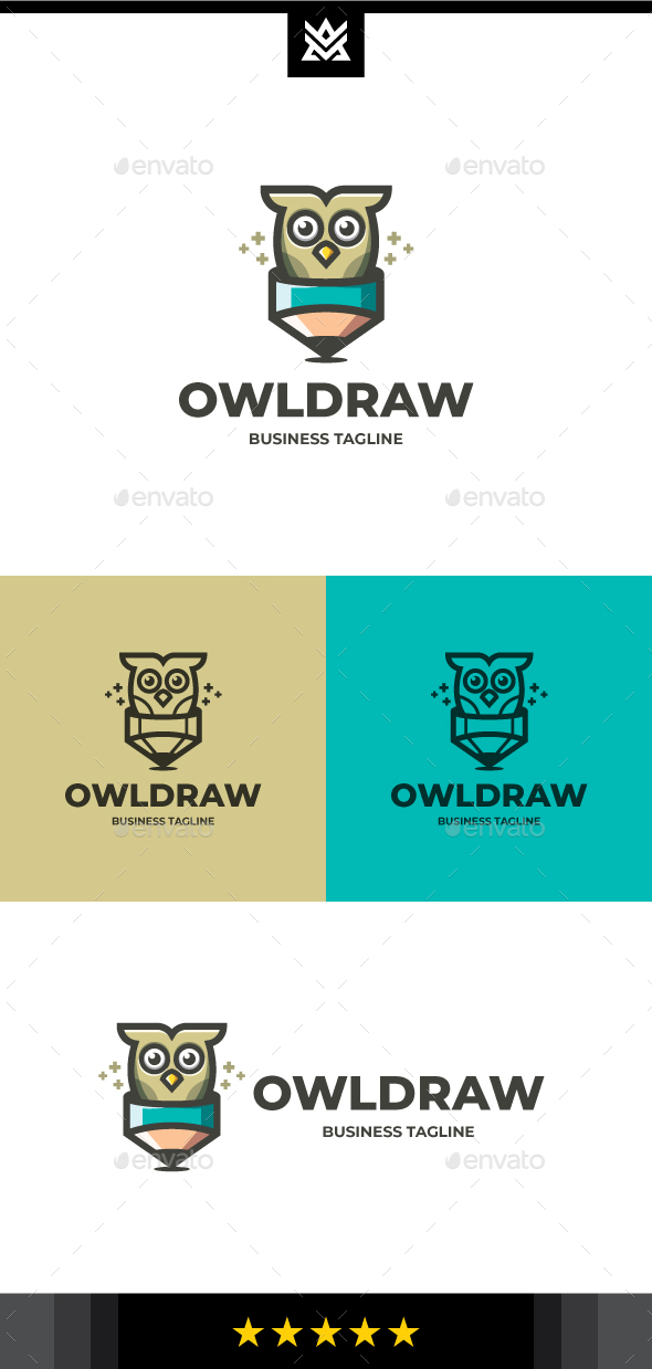 Owl Drawing Logo Template