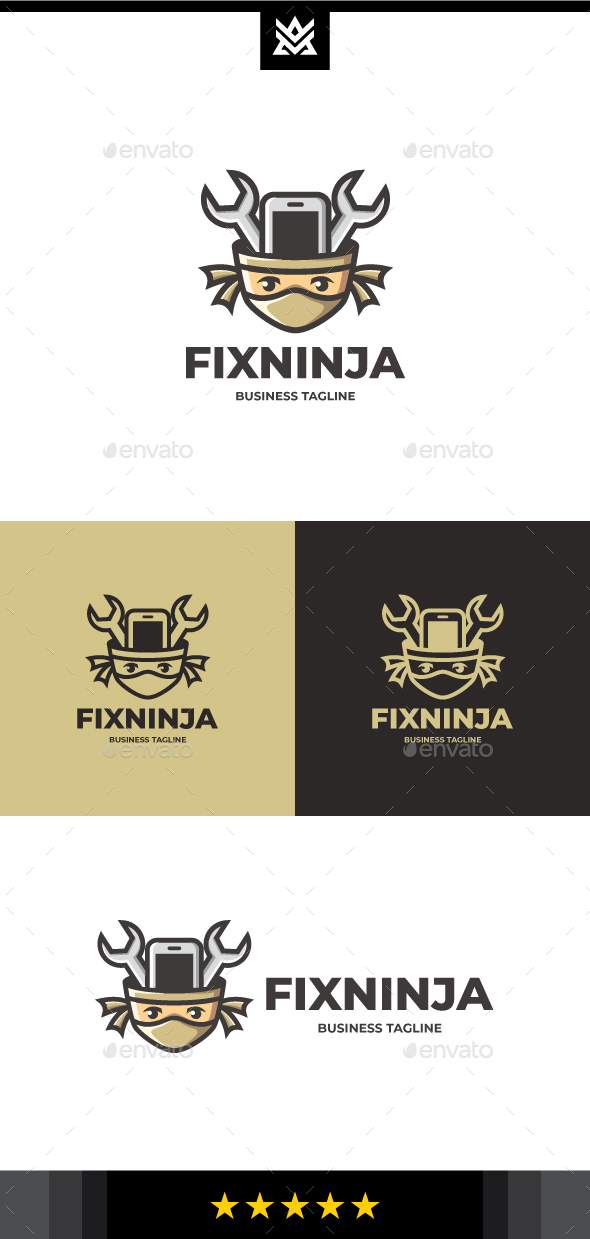 Phone Fix Ninja Logo Template