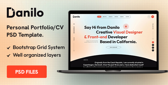 Danilo - Personal Portfolio/CV PSD Template.