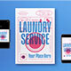 Blue Risograph Laundry Services Flyer Set