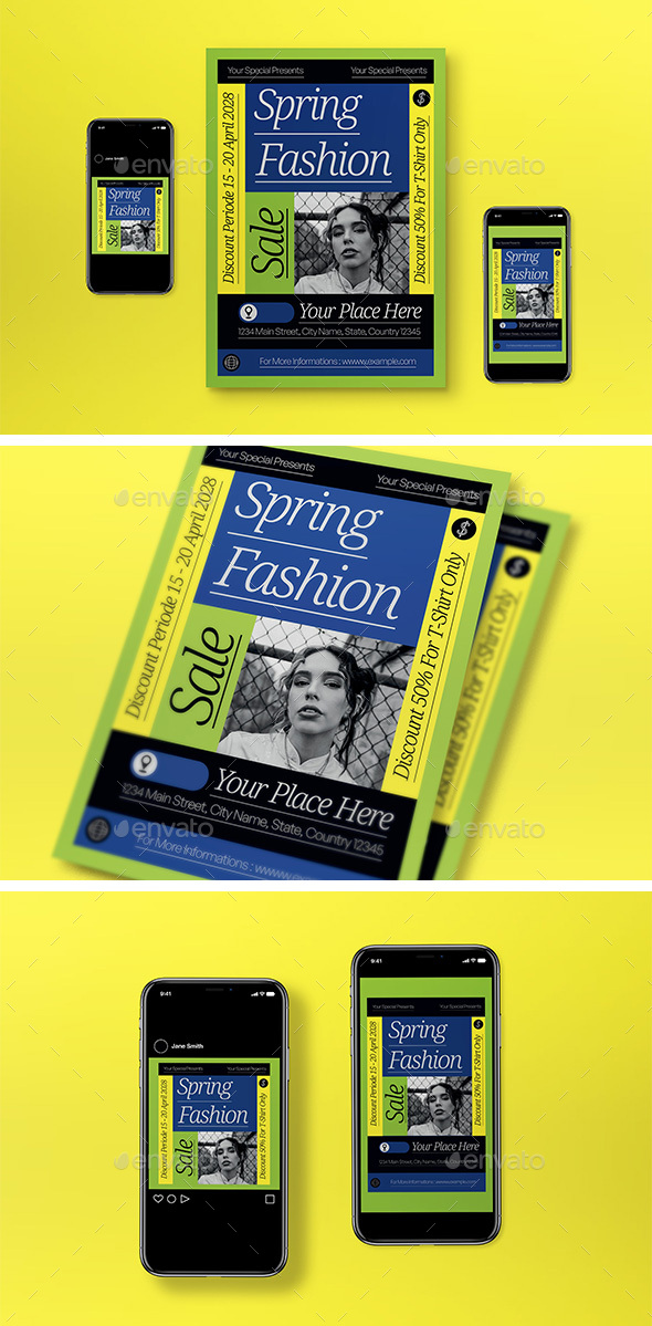 [DOWNLOAD]Yellow Antidesign Spring Fashion Sale Flyer Set