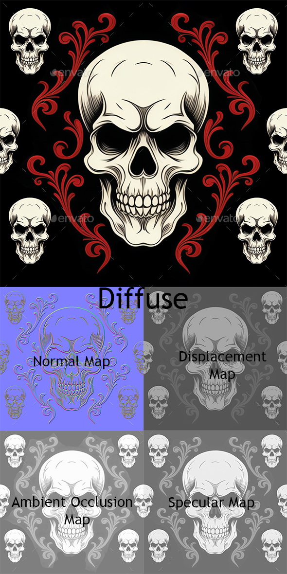 [DOWNLOAD]2D Skeletion Skull pattern tile texture
