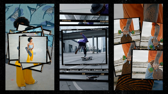 Vertical  Film Frame Collage Transitions | MOGRT Premiere Pro template preview