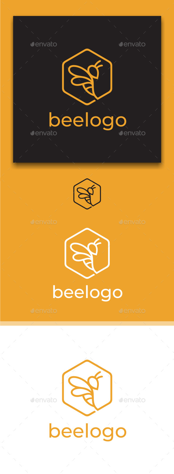 Bee Hexagon Logo Design