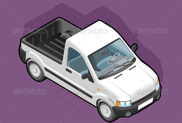 Isometric Pickup White Van - Miscellaneous Vectors