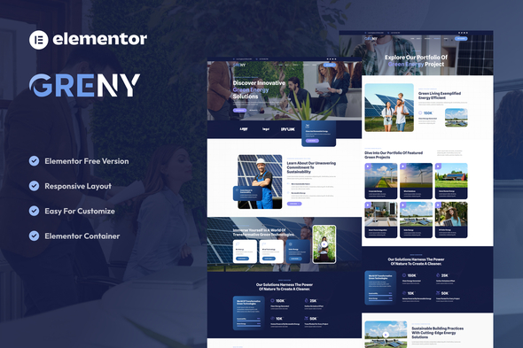 Greny - Solar & Renewable Energy Elementor Template Kit