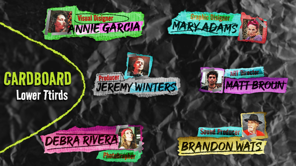 Cardboard Lower Thirds Premiere Pro template preview