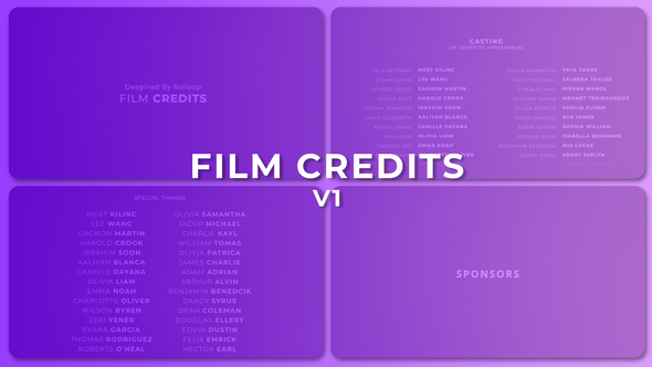 Film Credits V1 Elements template preview