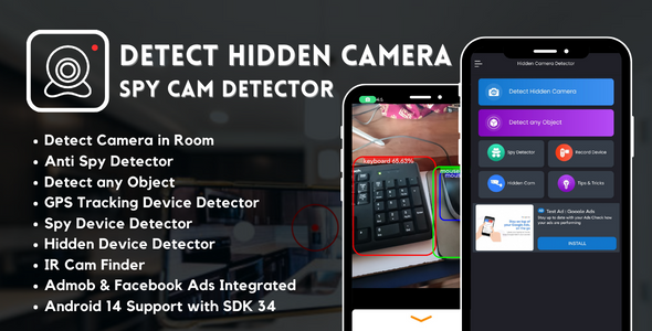 Detect Hidden Camera Spy Cam Detector with AdMob Ads Android