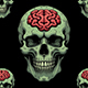 2D Skeletion Zombie Skull pattern tile texture