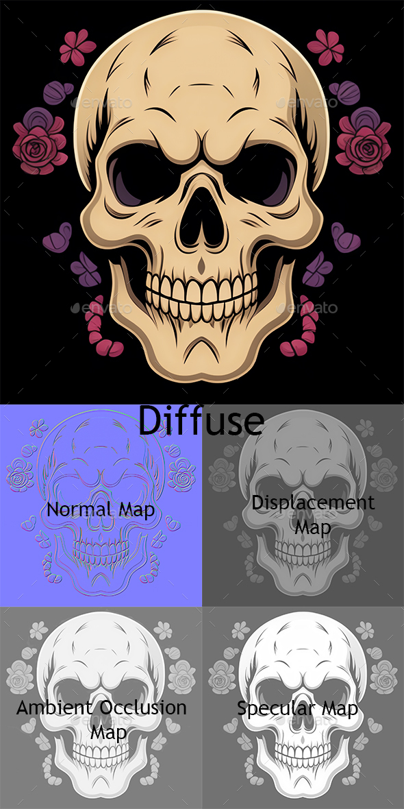 [DOWNLOAD]2D Skeletion Skull pattern tile texture