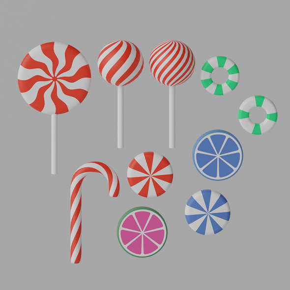 Cartoon Candies Collection 3D model