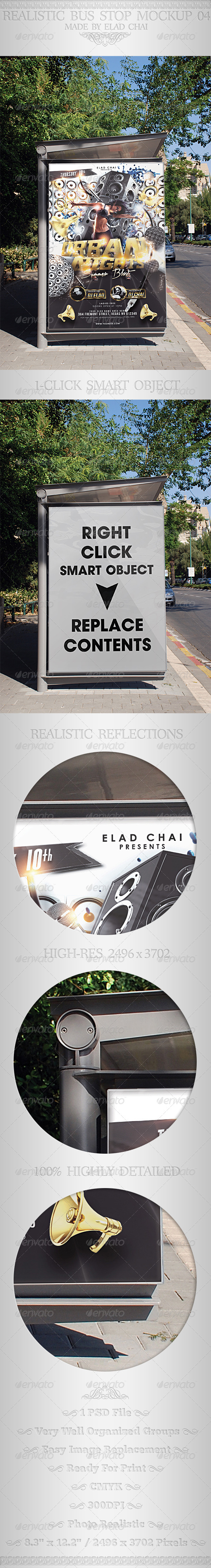 Realistic Bus Stop Flyer Poster Mockup 04 - Signage Print