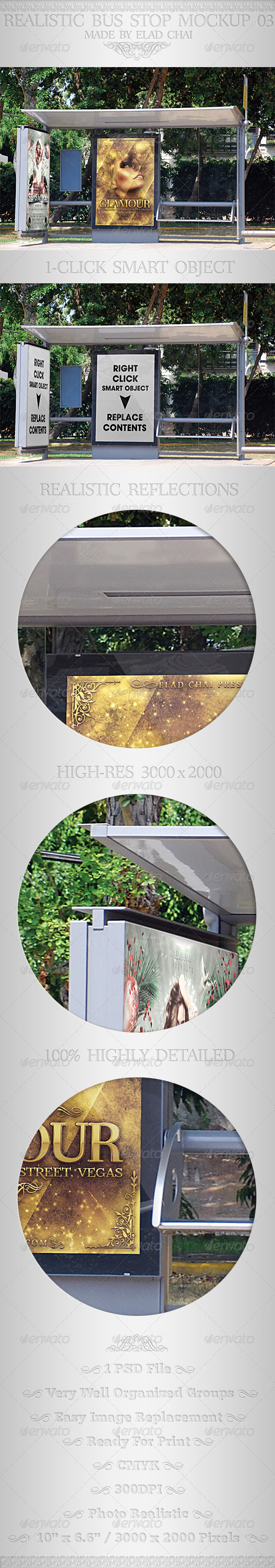Realistic Bus Stop Flyer Poster Mockup 03 - Signage Print