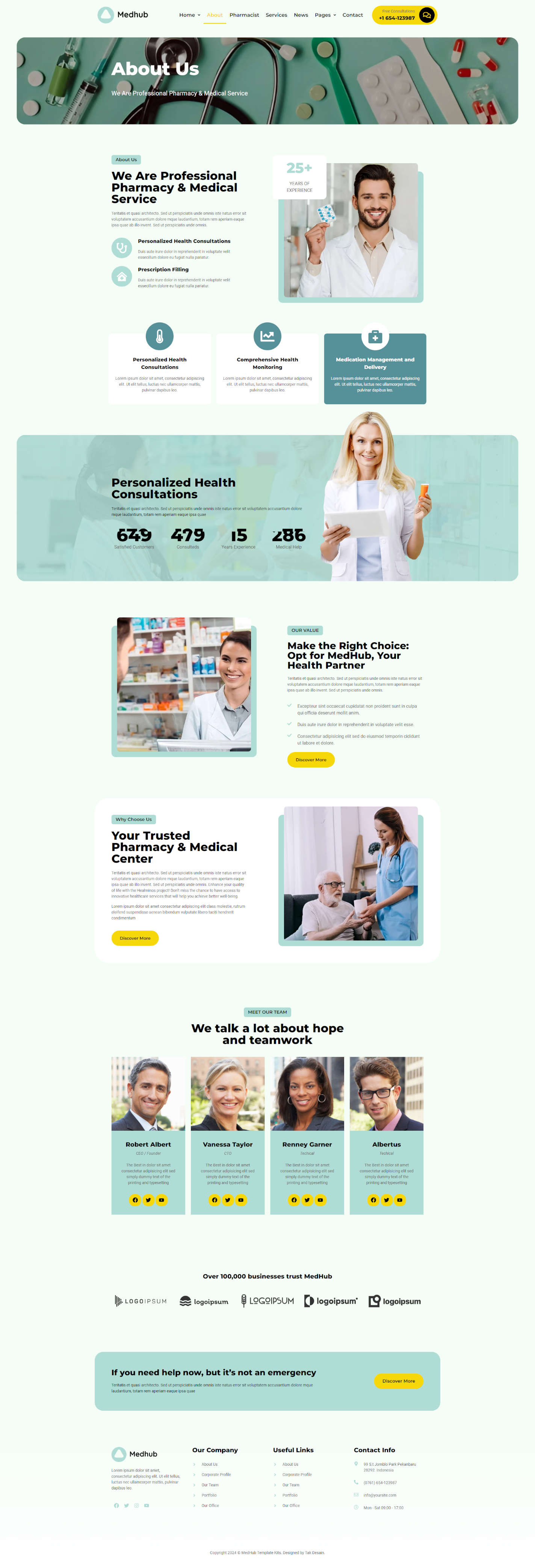 MedHub - Pharmacy & Medical Services Elementor Template Kit by takdesain