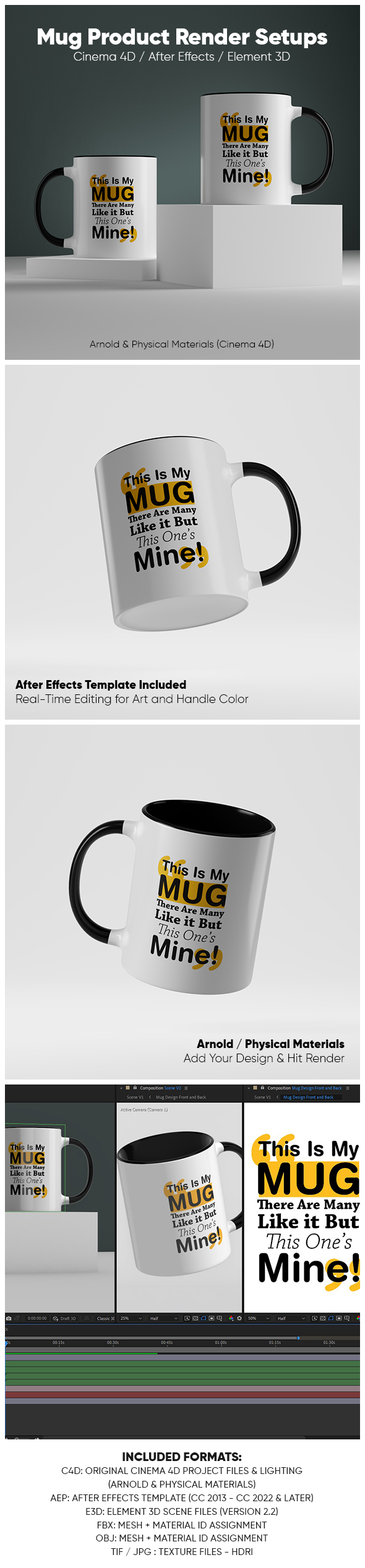 Mug Product Render Setups for Cinema 4D & Element 3D