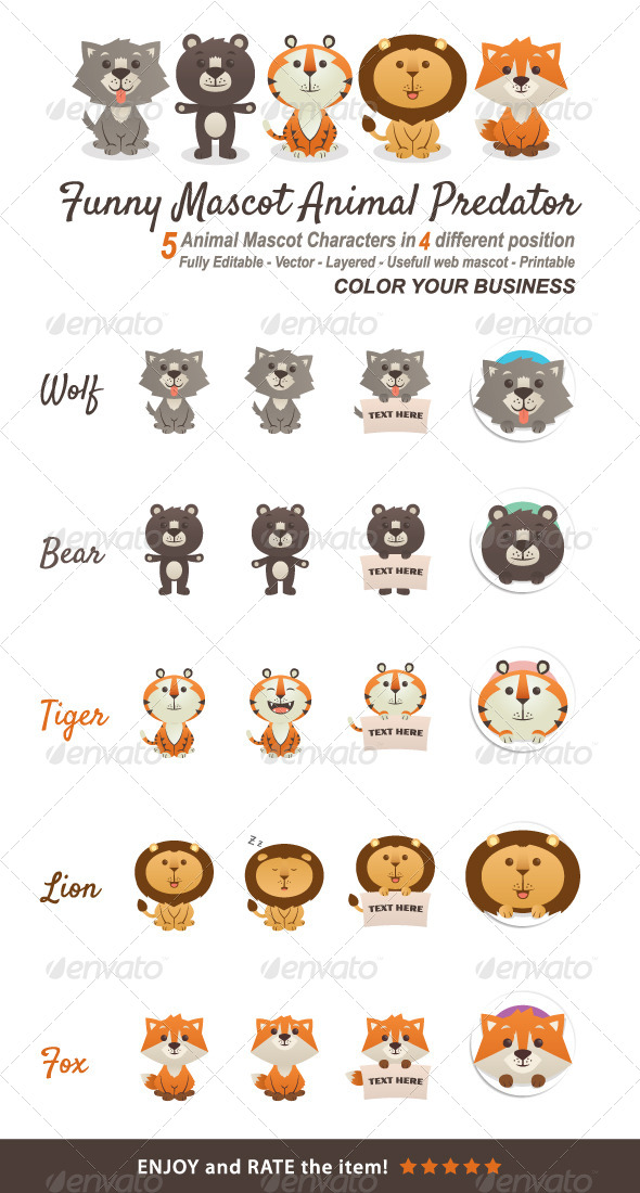 Funny Mascot Animal Predator by ManuDesign | GraphicRiver