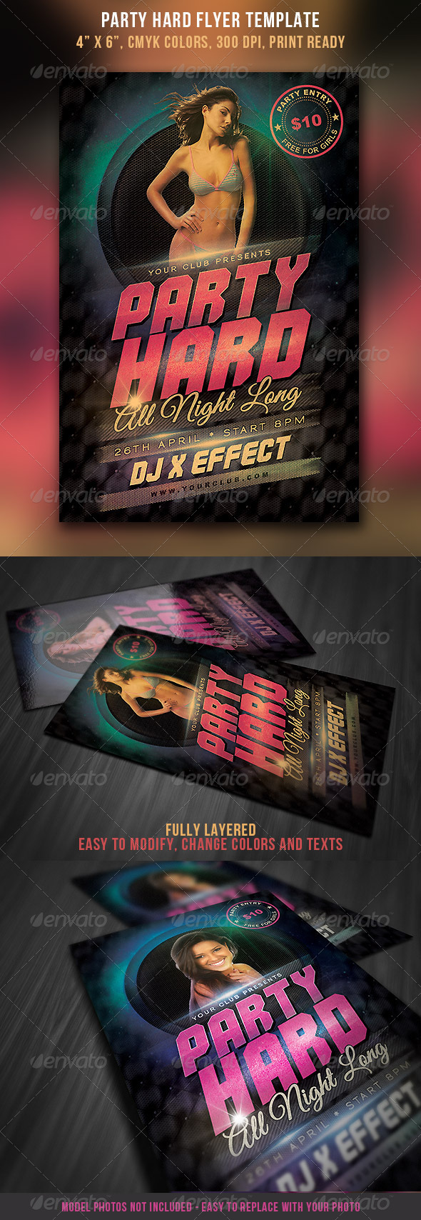 Party Hard Flyer Template - Clubs & Parties Events