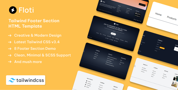 [DOWNLOAD]Floti - Tailwind CSS 3 Footer Section HTML Template