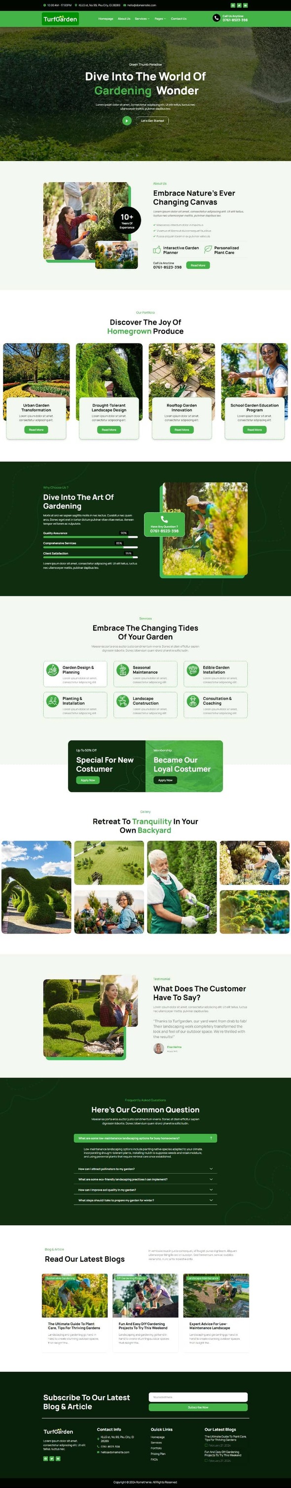 Turfgarden - Landscape Gardening Elementor Template Kit