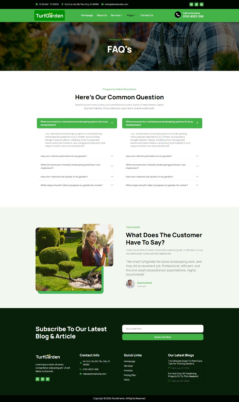 Turfgarden - Landscape & Gardening Elementor Template Kit by Rometheme