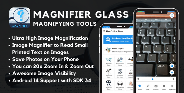 Magnifier Glass Magnifying Flash with AdMob Ads Android