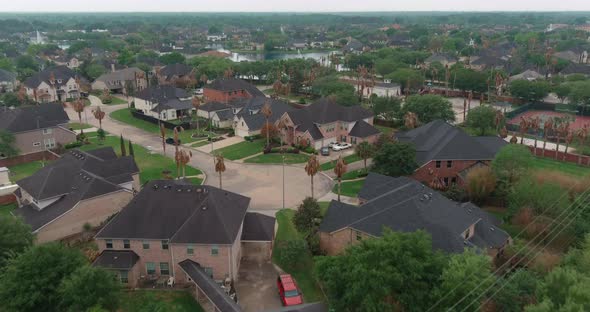 Aerial of affluent homes in Houston, Texas alt