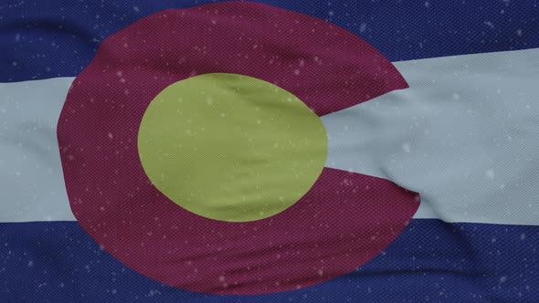 Colorado Winter Flag with Snowflakes Background alt