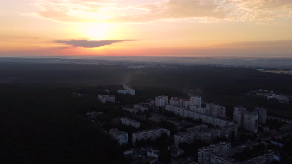 Aerial Kharkiv city morning sunrise sky cityscape
