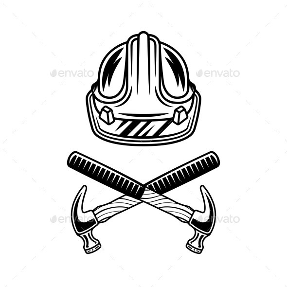 Hard Hat and Claw Hammer Vector Objects in Vintage