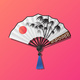 Illustration of a Japanese Fan with a Traditional