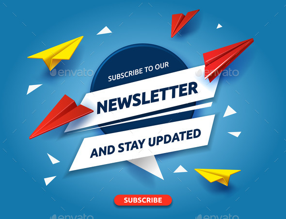 Newsletter Subscription Banner with Paper Plane