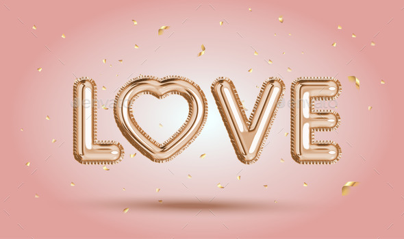 3d Love Quote Gold Foil Balloon Metal Lettering